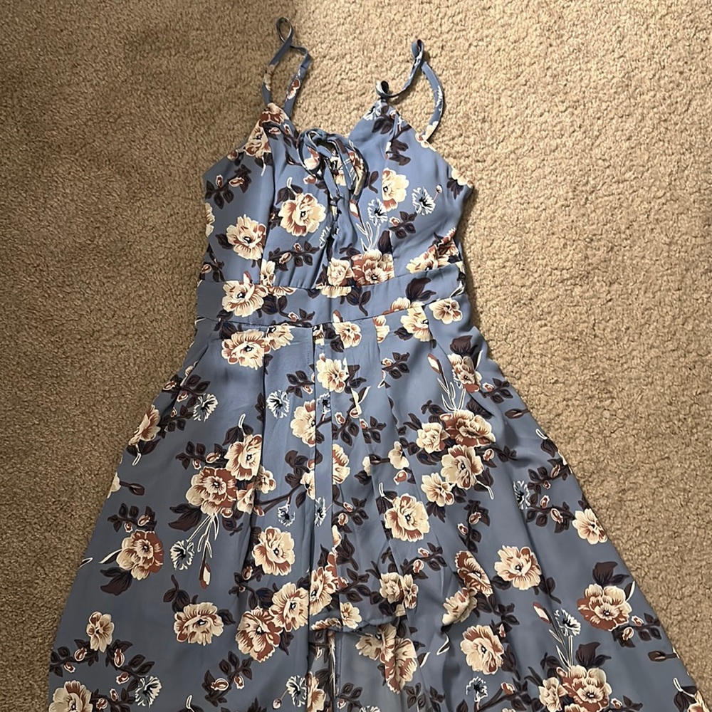 Blue flower summer dress with shorts
